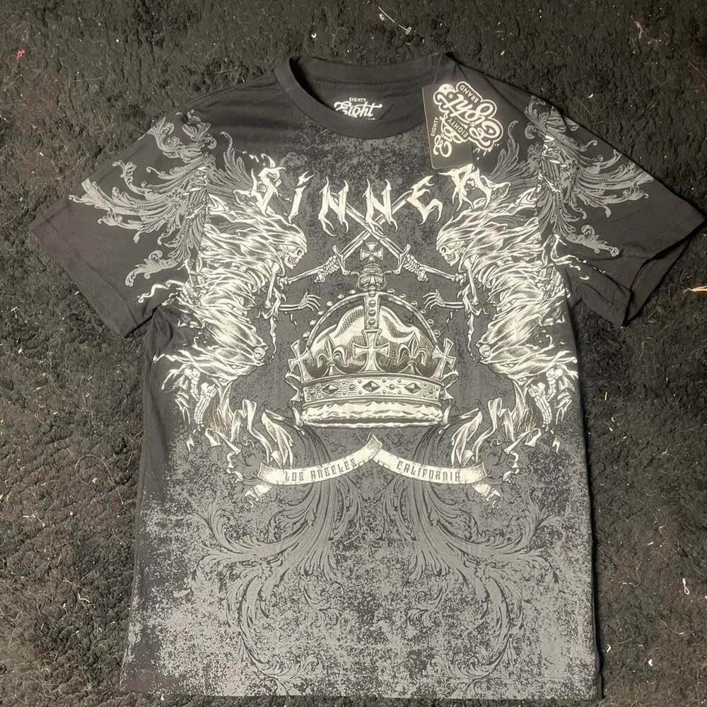 Eighty Eight Brand Sinner Skeleton Crown Graphic Tee